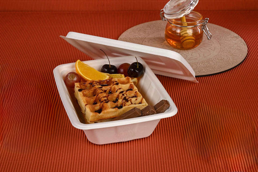 Bagasse rect. Container 500ml with lid